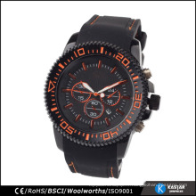 Hommes de montre en silicone noir